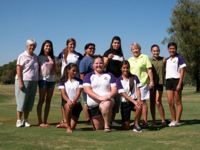  Left to right are: PWGA Jo Slaton, Alexia Ramirez, Jordan Sheldon, Alyana Barrios, LHS coach Sonia Gonzales, President of LLGC Kelly Gilfrey, Lauren Black, and Jayda Olaes. Bottom row left to right: Annelisa Andrada, Addrianna Smith, and Danielle Kinder.